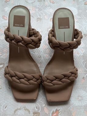 Dolce Vita Braided Double-Strap Heels - Taupe
